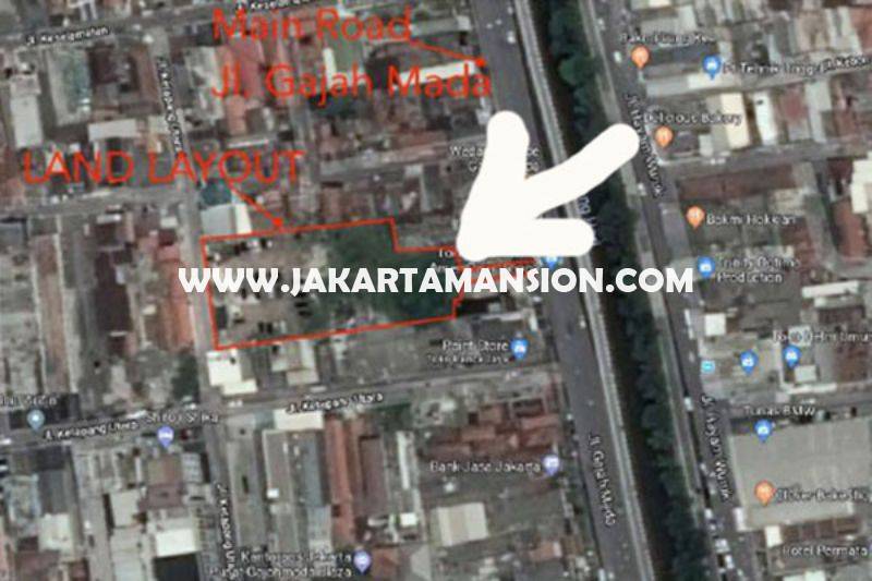 LS1218 Tanah Komersial Jalan Gajah Mada Harmoni Taman Sari Dijual Murah ijin gedung 16 lantai