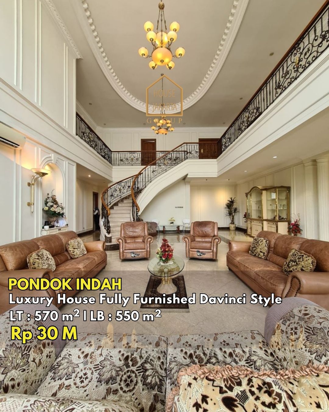 HS1568 FOR SALE:  LUXURY HOUSE FULLY FURNISHED DA VINCI STYLE , PONDOK INDAH.