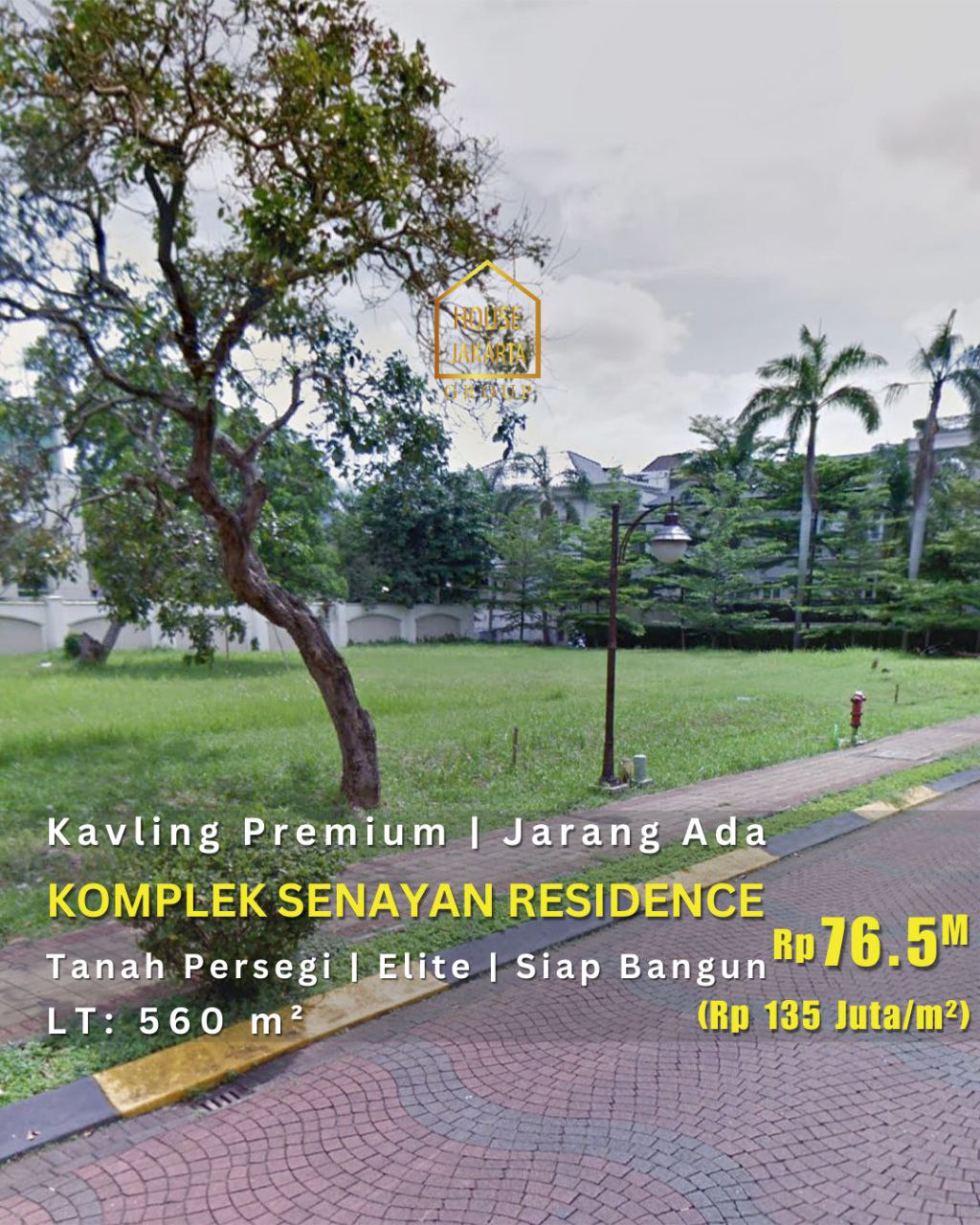 LS1769 Kavling Premium Siap Bangun, Di Komplek Senayan Residence. Tanah Persegi, Lokasi Elite, Jarang Ada