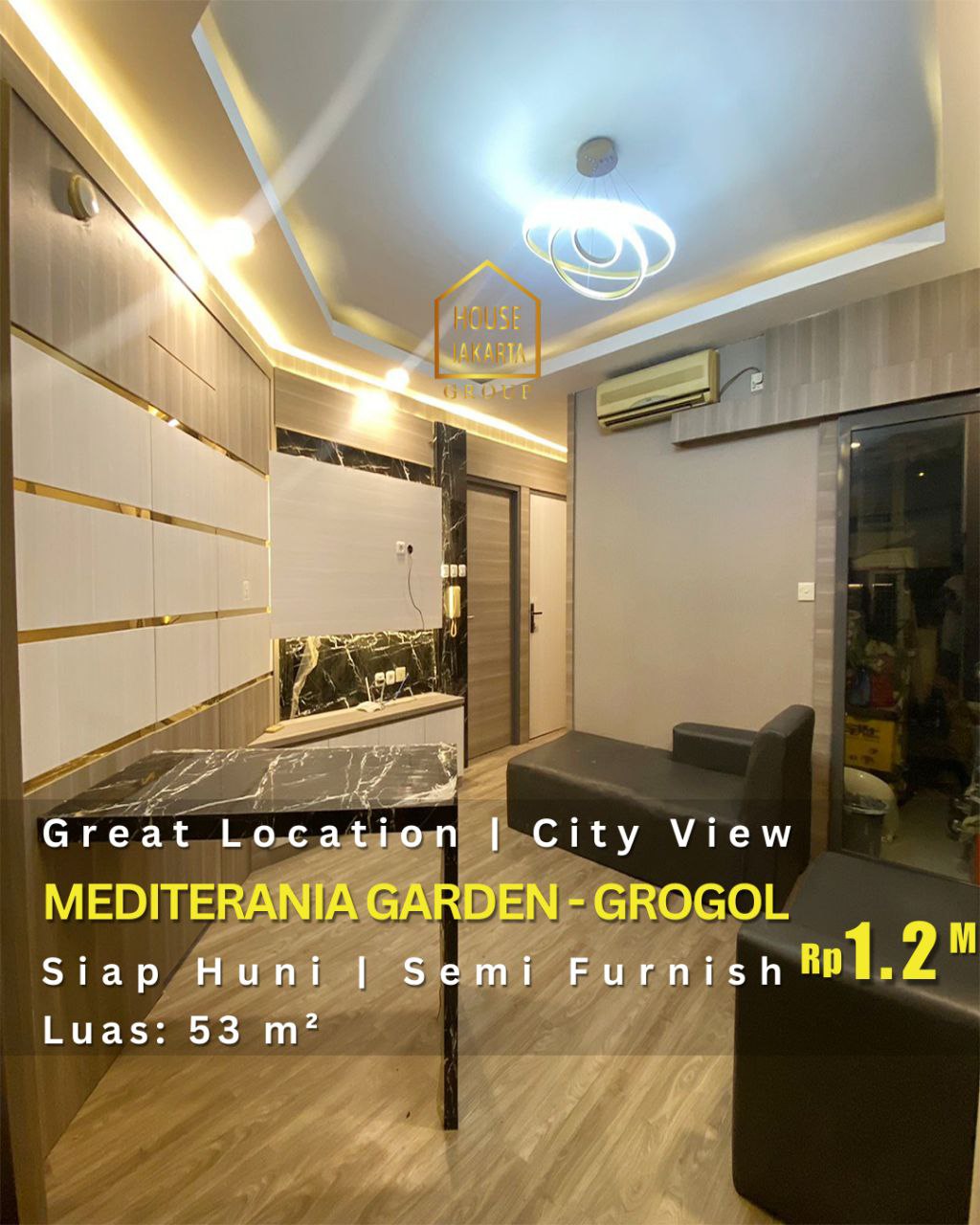 AS1774 Apartemen Mediterania Garden - Grogol, Great Location. Siap Huni Semi Furnished.